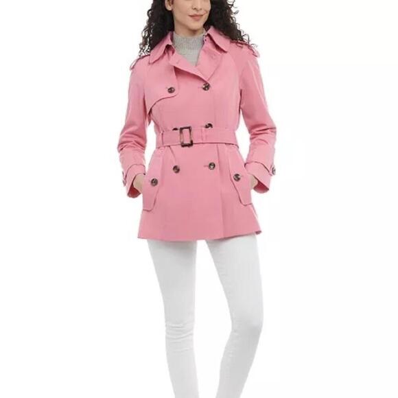 LONDON FOG Petite Double-Breasted Water-Resistant Belted Trench Jacket,coat PL🦩 - Picture 2 of 9